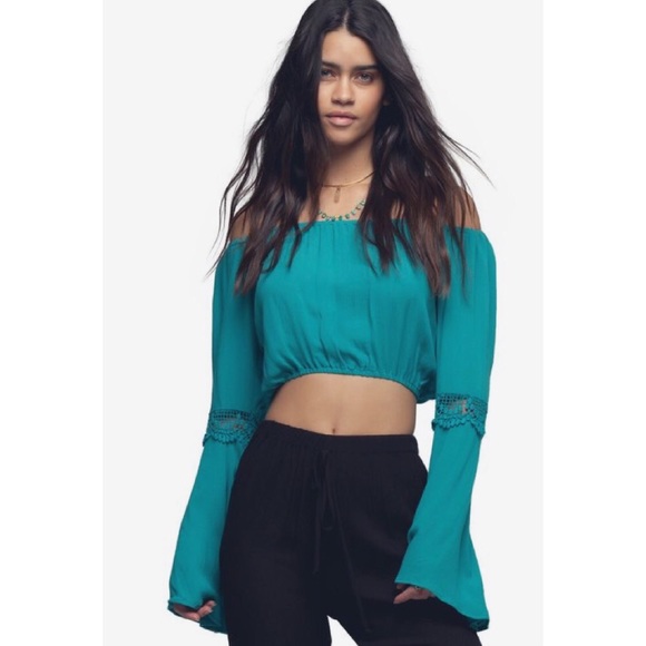 Band of Gypsies Tops - Band of Gypsies Crochet Crop Top